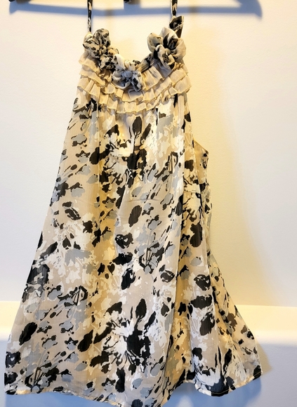 Vero Moda tie halter blouse. Size S. Brown and cream. - Picture 1 of 4